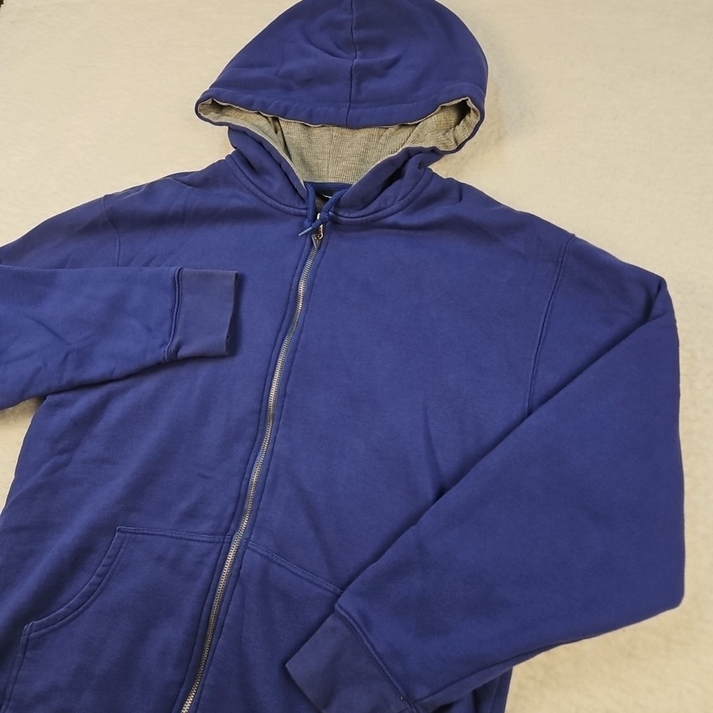 Vintage 90s Joe Boxer Mens Thermal Lined Hoodie M Zip Hoodie Sweatshirt Blue
